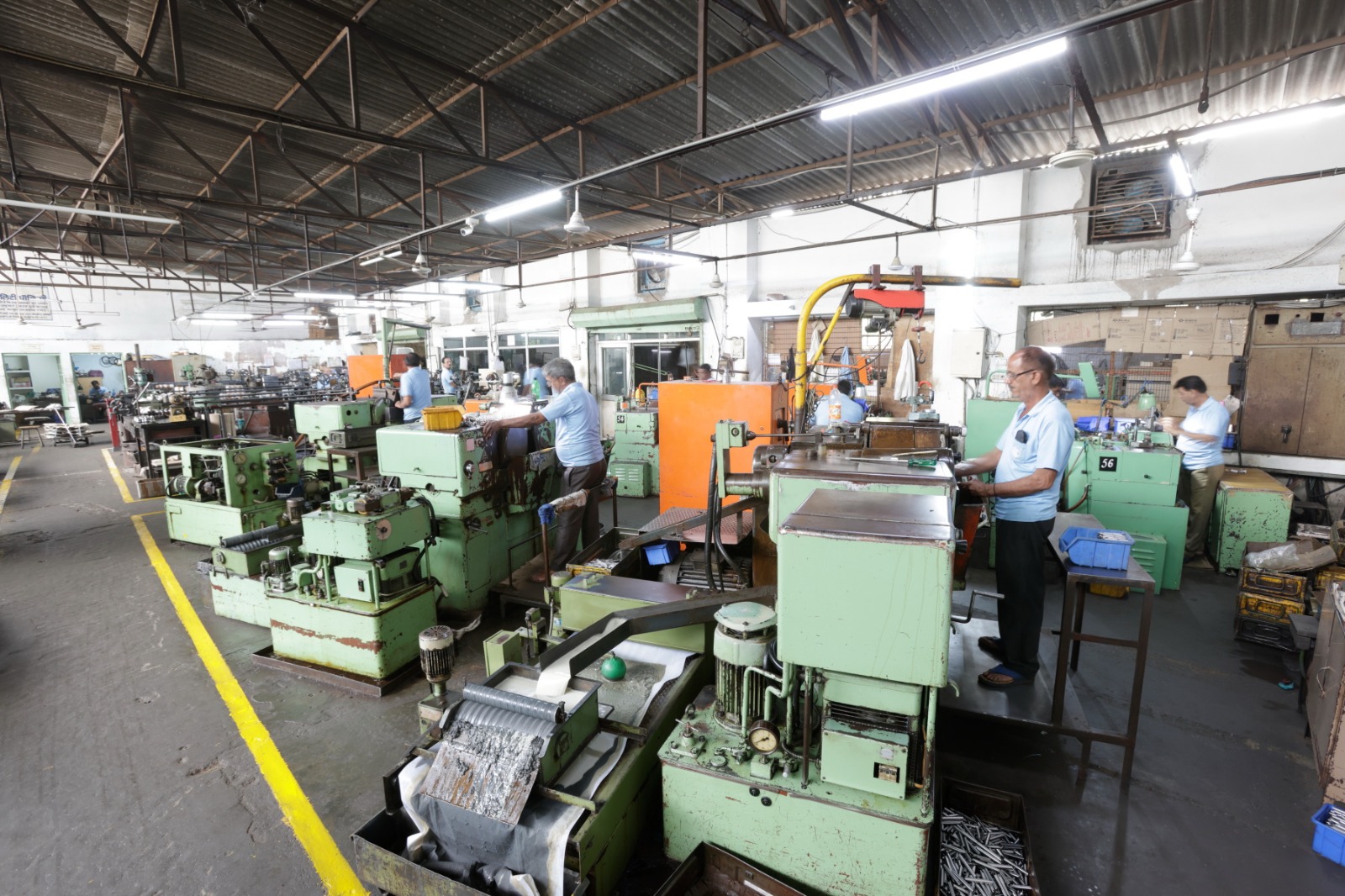 Factory floor green machines wide